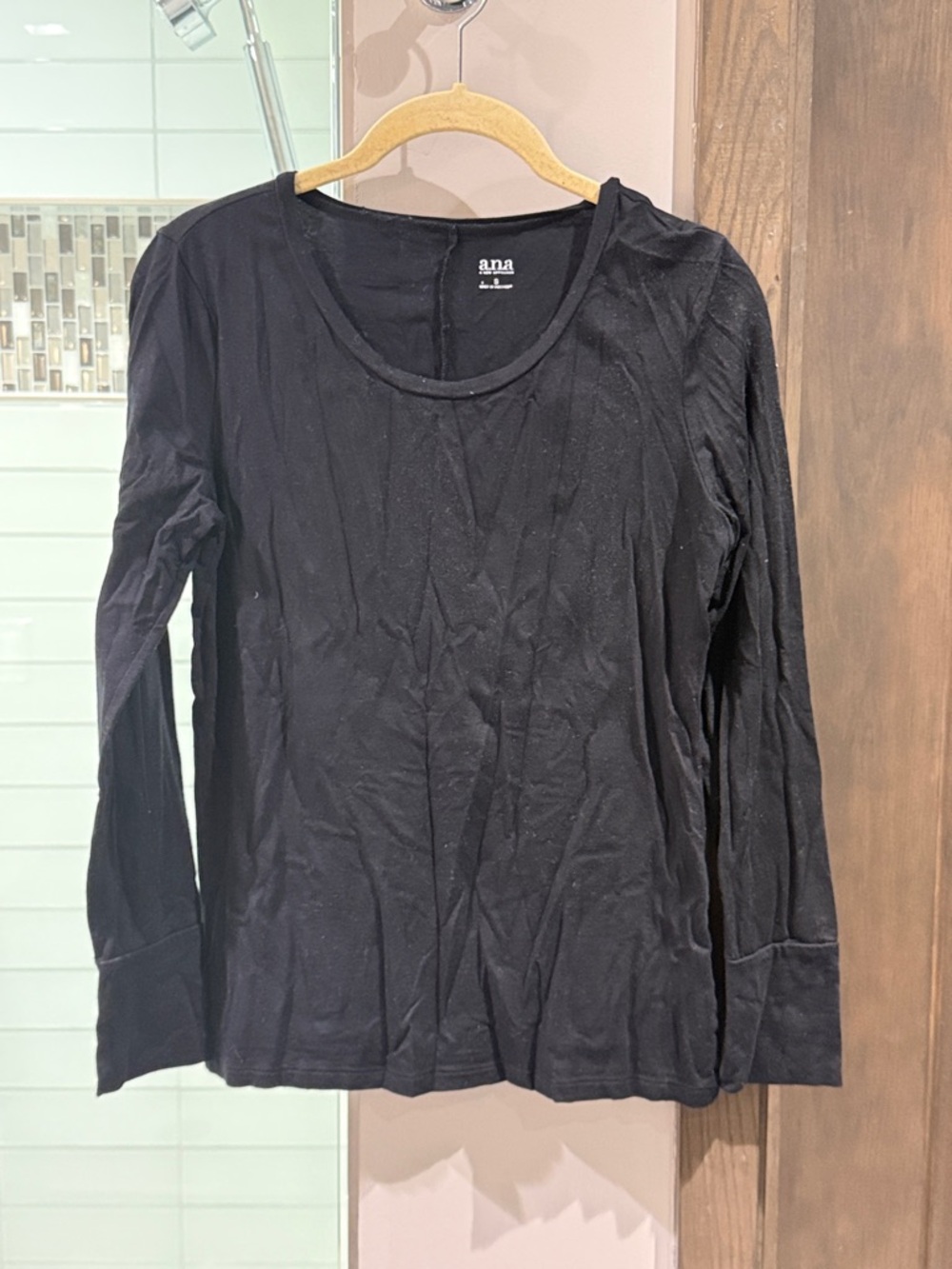 a.n.a Black Long Sleeve Crewneck Tee